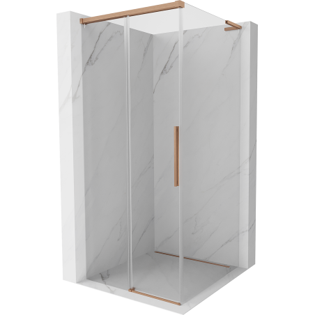 Mexen Rox L sprchový kút posuvný 120 x 120 cm, transparentný, brúsená meď - 8C2L-120-120-65-00