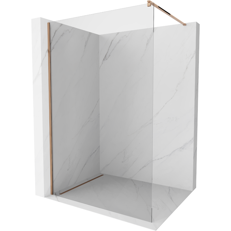 Mexen Kioto sprchová priečka Walk-in 130 x 200 cm, transparentná 8 mm, ružové zlato - 800-130-101-60-00