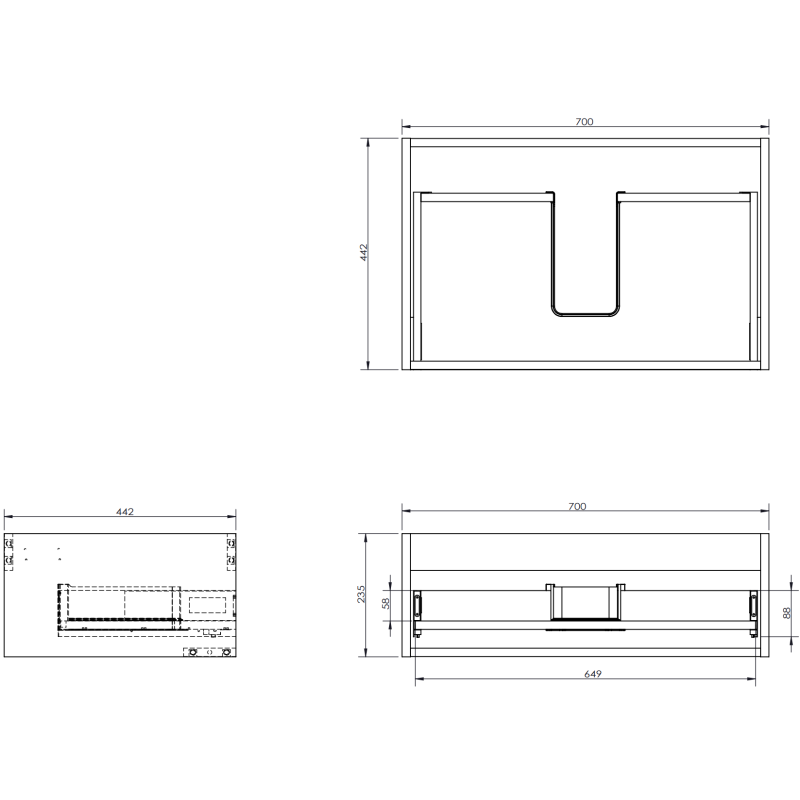 Mexen Orio kúpeľňová skrinka pod umývadlo 70 cm s doskou, 1 zásuvka, grafit mat - 91A10-07023-1-BFC66
