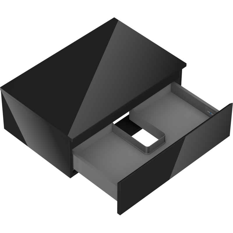 Mexen Orio kúpeľňová skrinka pod umývadlo 70 cm s pultom, 1 zásuvka, čierny lesk - 91A10-07023-1-BFC70