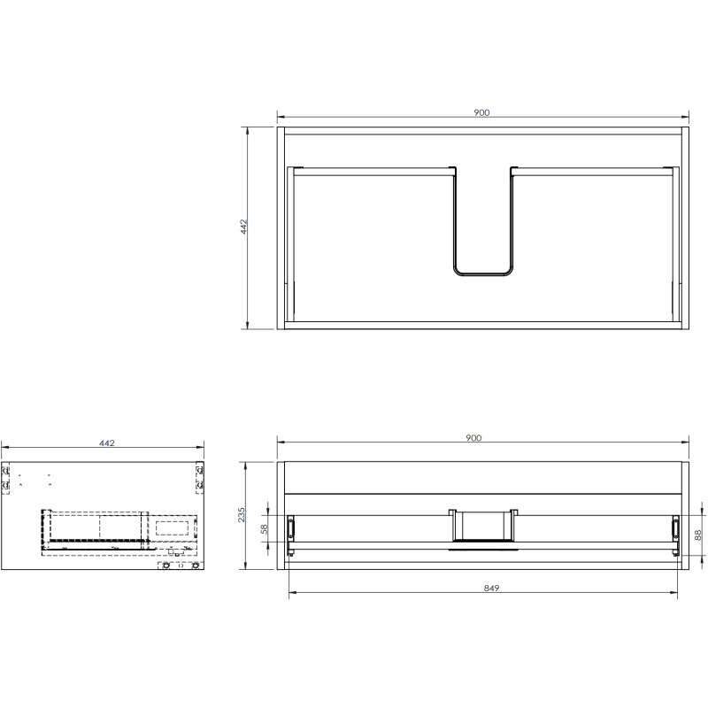 Mexen Orio kúpeľňová skrinka pod umývadlo 90 cm s doskou, 1 zásuvka, čierny lesk - 91A10-09023-1-BFC70