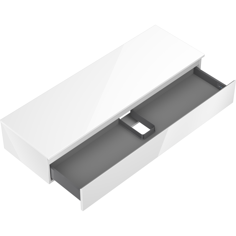 Mexen Orio kúpeľňová skrinka pod umývadlo 140 cm s doskou, 1 zásuvka, biela lesk - 91A10-14023-1-BFC00