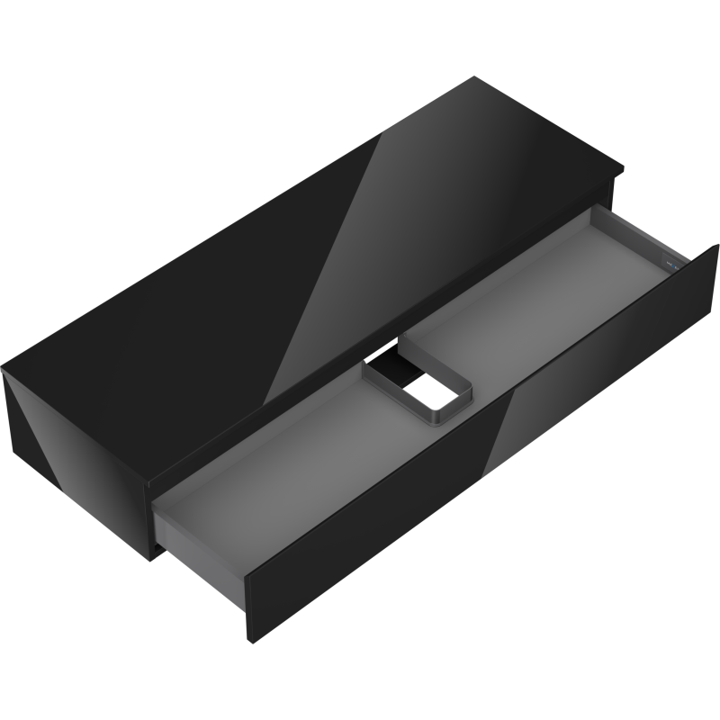 Mexen Orio kúpeľňová skrinka pod umývadlo 140 cm s doskou, 1 zásuvka, čierny lesk - 91A10-14023-1-BFC70