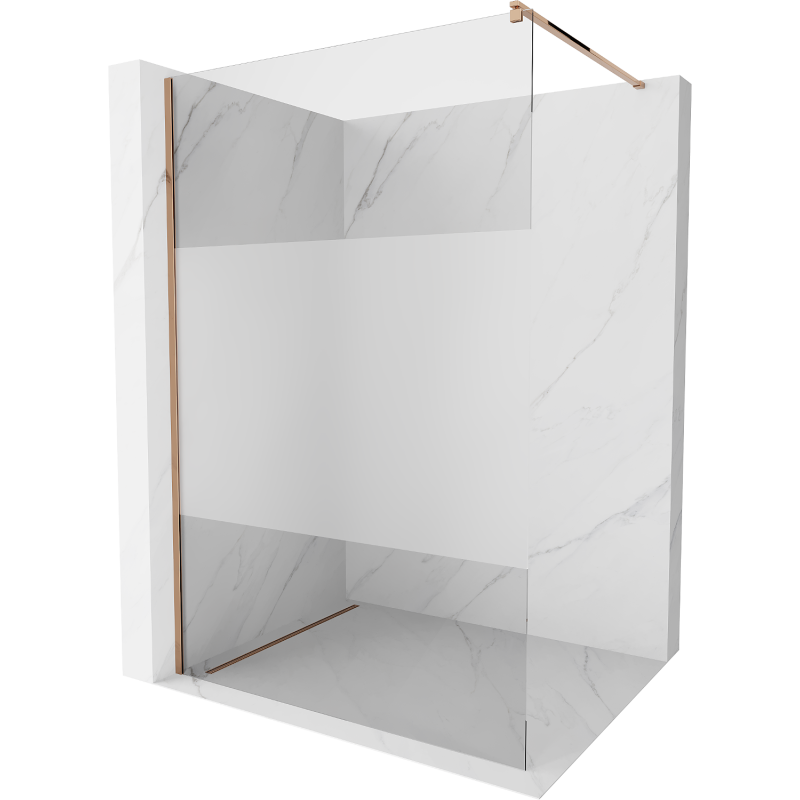 Mexen Kioto Sprchová stena Walk-in 100 x 200 cm, transparent/ľadová 8 mm, ružové zlato - 800-100-101-60-35