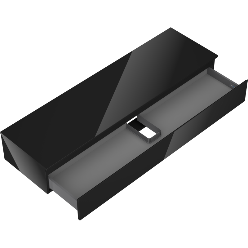 Mexen Orio kúpeľňová skrinka pod umývadlo 160 cm s doskou, 1 zásuvka, čierny lesk - 91A10-16023-1-BFC70
