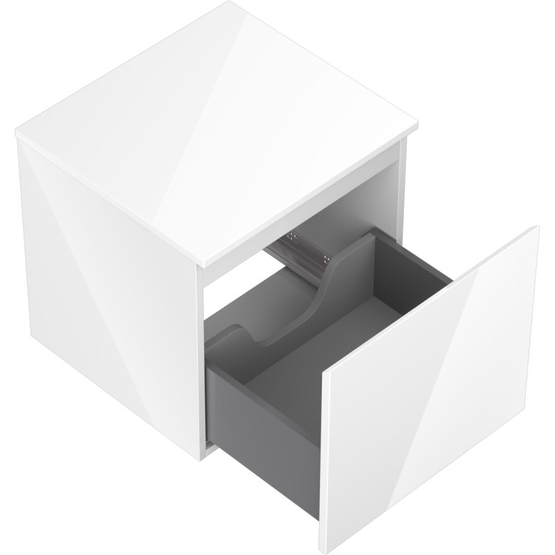 Mexen Orio kúpeľňová skrinka pod umývadlo 50 cm s doskou, 1 zásuvka, biela lesklá - 91A10-05047-1-BFC00