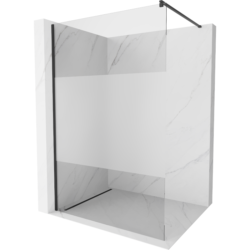Mexen Kioto sprchová stena Walk-in 70 x 200 cm, transparentná/matná 8 mm, čierna - 800-070-101-70-35