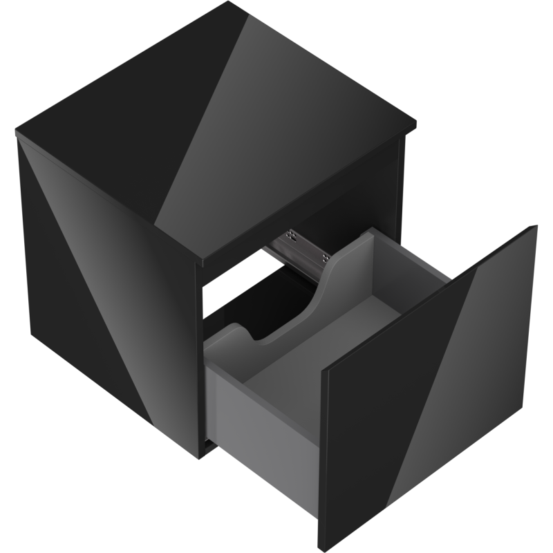 Mexen Orio kúpeľňová skrinka pod umývadlo 50 cm s doskou, 1 zásuvka, čierny lesk - 91A10-05047-1-BFC70