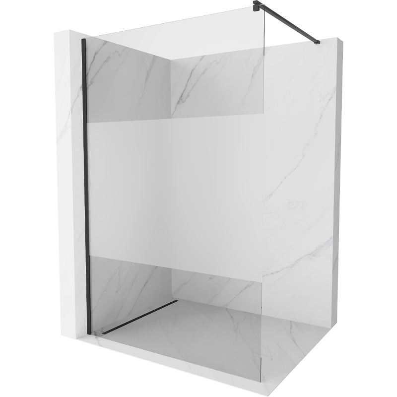 Mexen Kioto Sprchová stena Walk-in 90 x 200 cm, transparentná/mrazená 8 mm, čierna - 800-090-101-70-35
