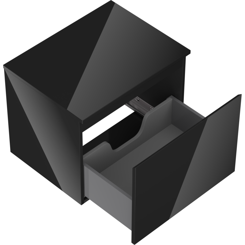 Mexen Orio kúpeľňová skrinka pod umývadlo 60 cm s doskou, 1 zásuvka, čierny lesk - 91A10-06047-1-BFC70