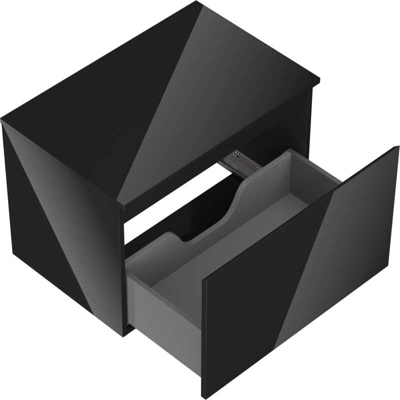 Mexen Orio kúpeľňová skrinka pod umývadlo 70 cm so stolovou doskou, 1 zásuvka, čierny lesk - 91A10-07047-1-BFC70