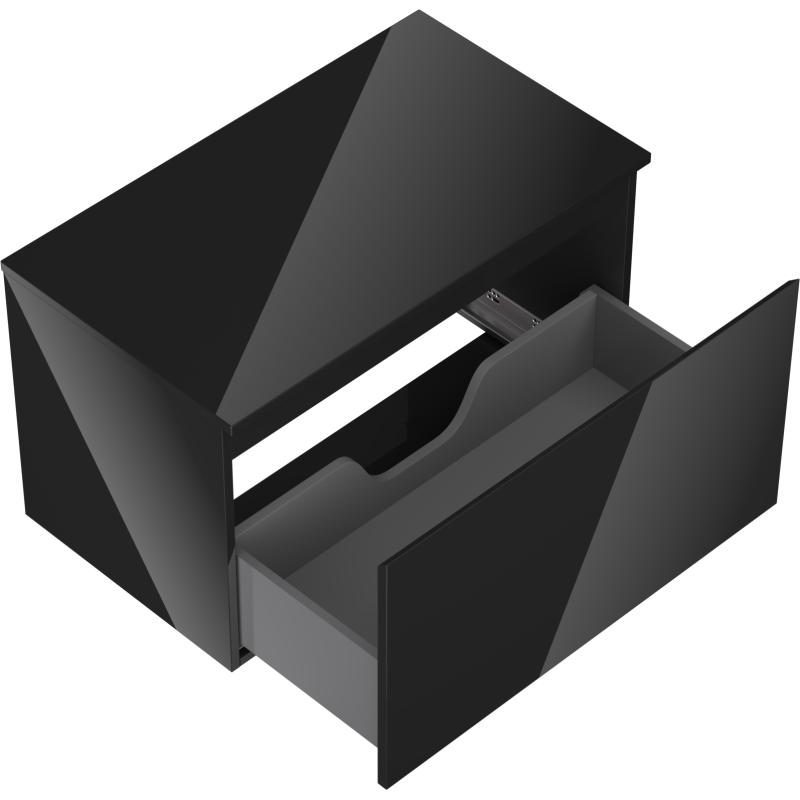 Mexen Orio kúpeľňová skrinka pod umývadlo 80 cm s doskou, 1 zásuvka, čierny lesk - 91A10-08047-1-BFC70