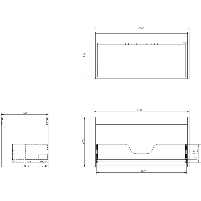 Mexen Orio kúpeľňová skrinka pod umývadlo 90 cm s doskou, 1 zásuvka, grafit mat - 91A10-09047-1-BFC66