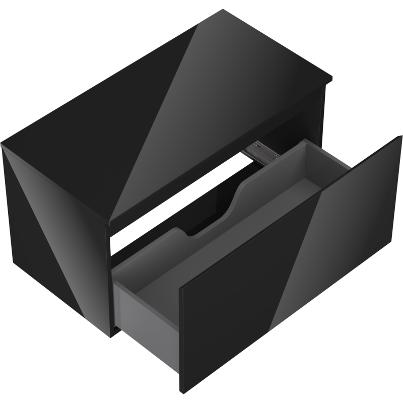 Mexen Orio kúpeľňová skrinka pod umývadlo 90 cm s doskou, 1 zásuvka, čierny lesk - 91A10-09047-1-BFC70