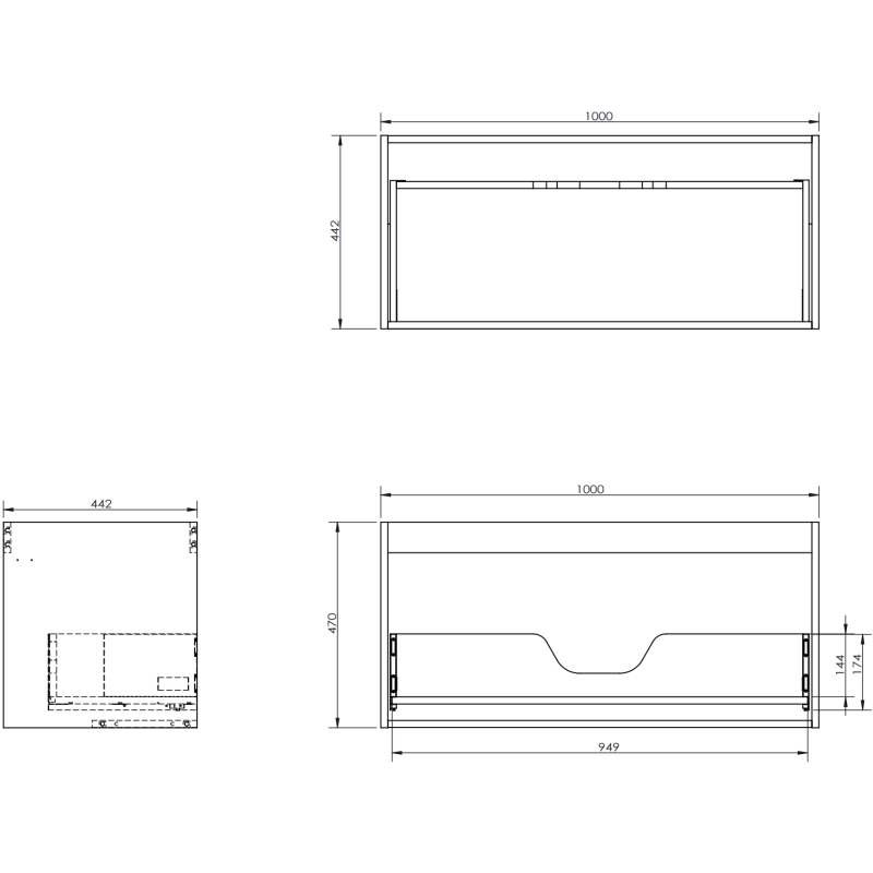 Mexen Orio kúpeľňová skrinka pod umývadlo 100 cm s doskou, 1 zásuvka, grafit mat - 91A10-10047-1-BFC66