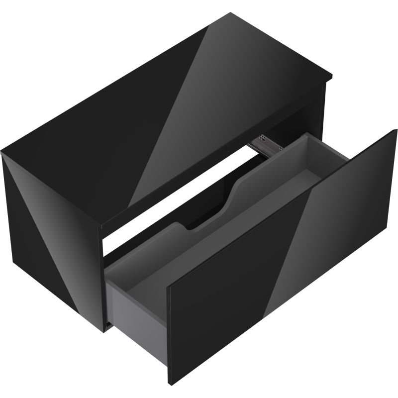 Mexen Orio kúpeľňová skrinka pod umývadlo 100 cm s doskou, 1 zásuvka, čierny lesk - 91A10-10047-1-BFC70