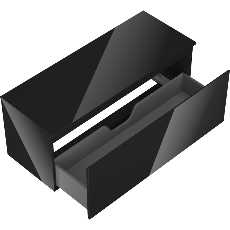 Mexen Orio kúpeľňová skrinka pod umývadlo 120 cm s doskou, 1 zásuvka, čierny lesk - 91A10-12047-1-BFC70