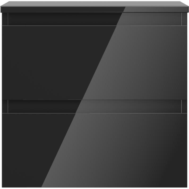 Mexen Orio kúpeľňová skrinka pod umývadlo 50 cm s doskou, 2 zásuvky, čierny lesk - 91A10-05047-2-BFFC70