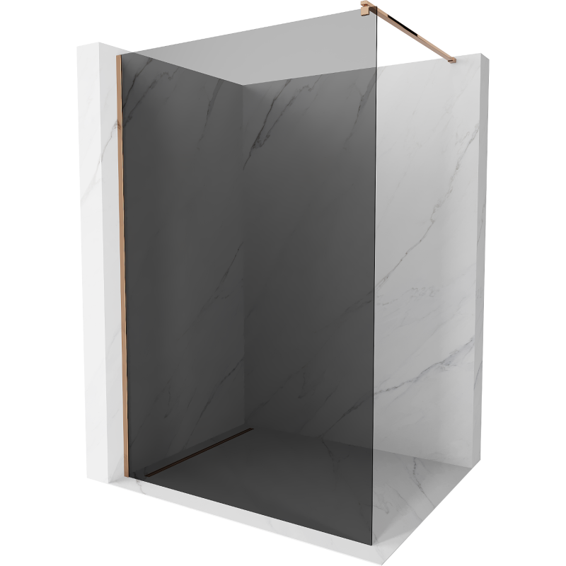 Mexen Kioto sprchová stena Walk-in 90 x 200 cm, grafit 8 mm, ružové zlato - 800-090-101-60-40