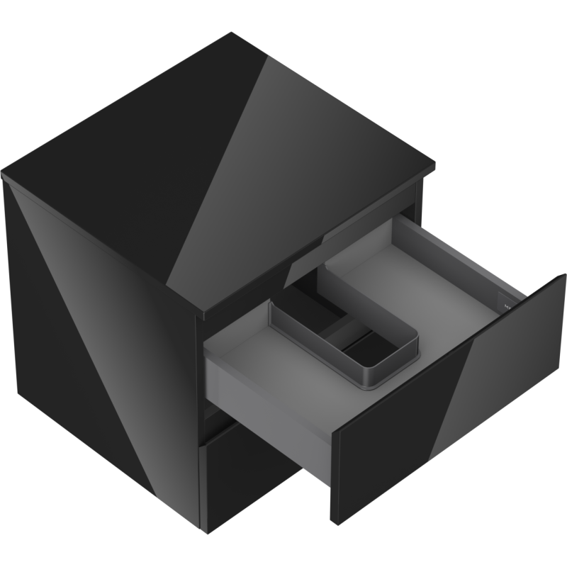 Mexen Orio kúpeľňová skrinka pod umývadlo 50 cm s doskou, 2 zásuvky, čierny lesk - 91A10-05047-2-BFFC70