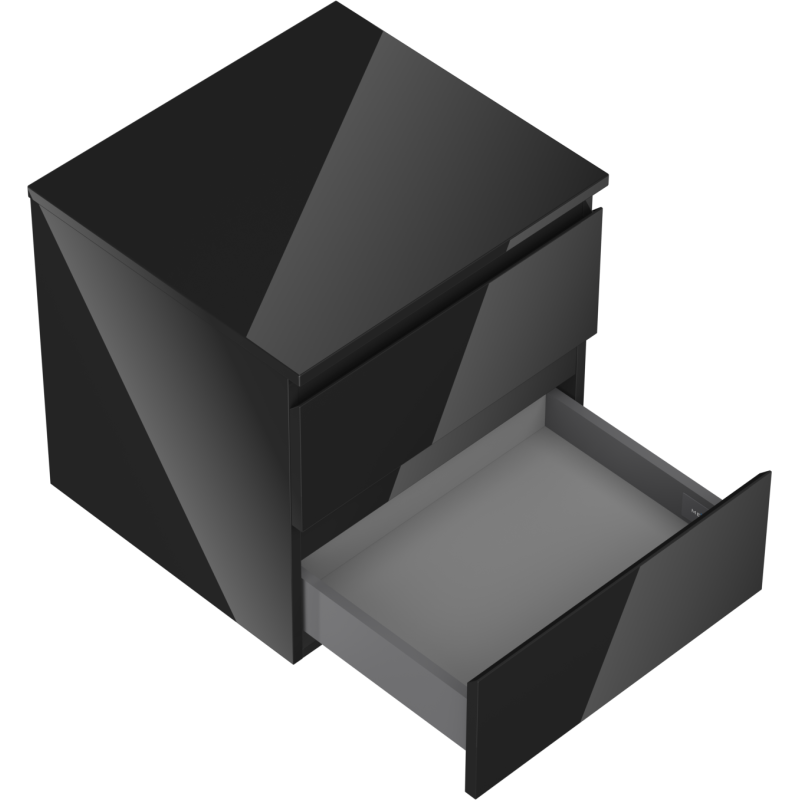 Mexen Orio kúpeľňová skrinka pod umývadlo 50 cm s doskou, 2 zásuvky, čierny lesk - 91A10-05047-2-BFFC70