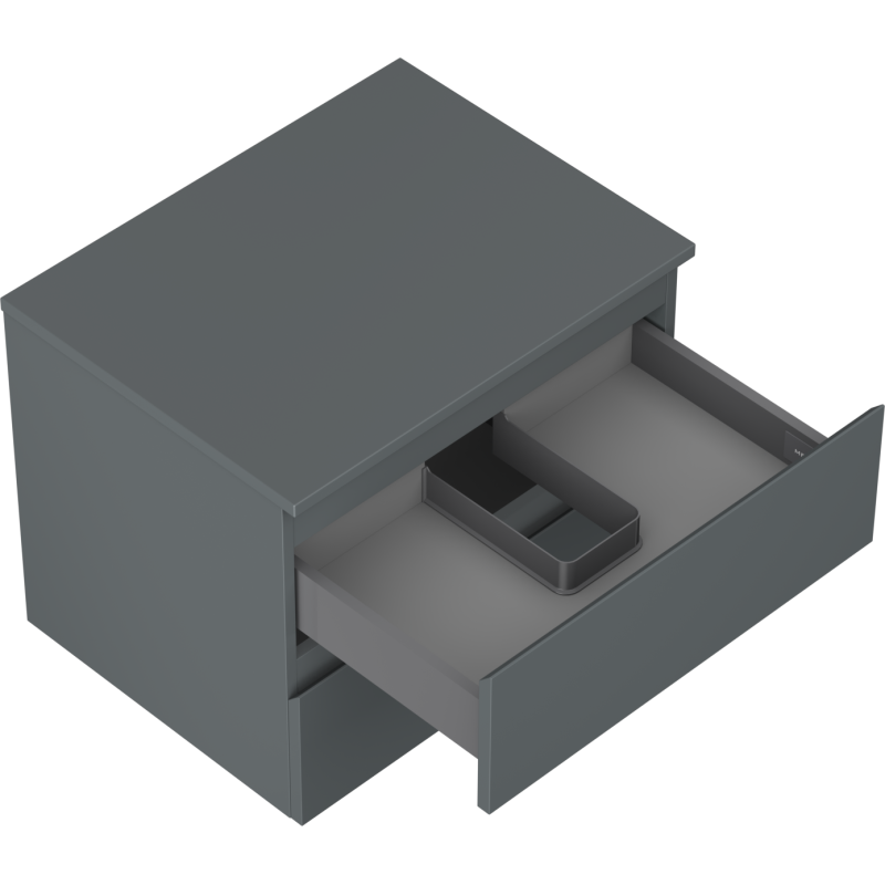 Mexen Orio kúpeľňová skrinka pod umývadlo 60 cm s pracovnou doskou, 2 zásuvky, matná grafitová - 91A10-06047-2-BFFC66