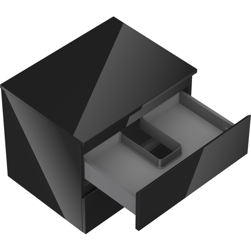 Mexen Orio kúpeľňová skrinka pod umývadlo 60 cm s doskou, 2 zásuvky, čierny lesk - 91A10-06047-2-BFFC70