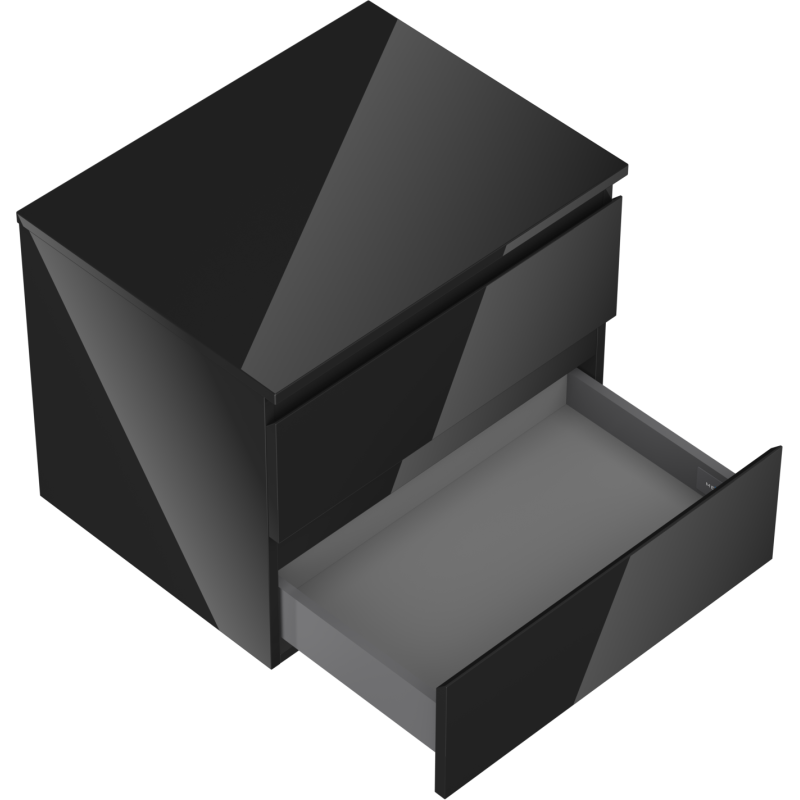 Mexen Orio kúpeľňová skrinka pod umývadlo 60 cm s doskou, 2 zásuvky, čierny lesk - 91A10-06047-2-BFFC70