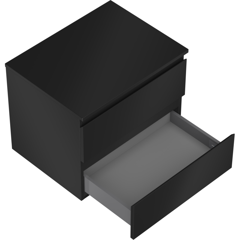 Mexen Orio kúpeľňová skrinka pod umývadlo 60 cm s doskou, 2 zásuvky, čierna matná - 91A10-06047-2-BFFC71