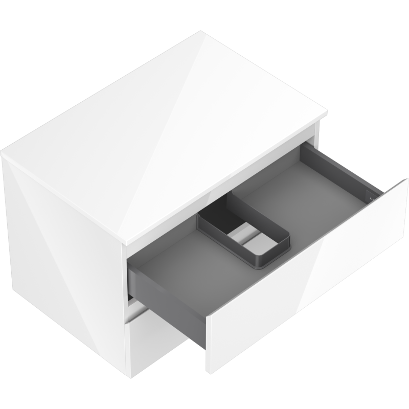 Mexen Orio kúpeľňová skrinka pod umývadlo 70 cm s doskou, 2 zásuvky, biely lesk - 91A10-07047-2-BFFC00