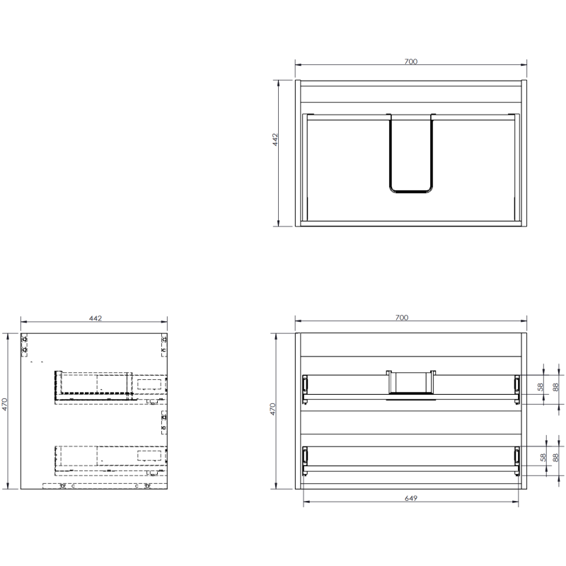Mexen Orio kúpeľňová skrinka pod umývadlo 70 cm s doskou, 2 zásuvky, biela matná - 91A10-07047-2-BFFC01