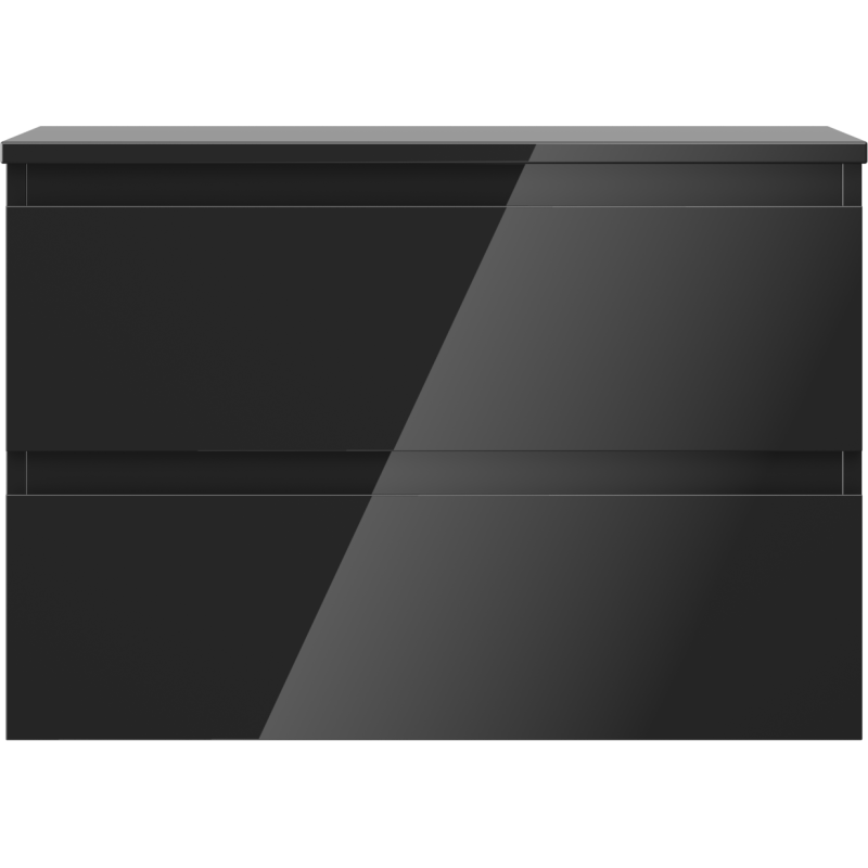 Mexen Orio kúpeľňová skrinka pod umývadlo 70 cm s doskou, 2 zásuvky, čierny lesk - 91A10-07047-2-BFFC70