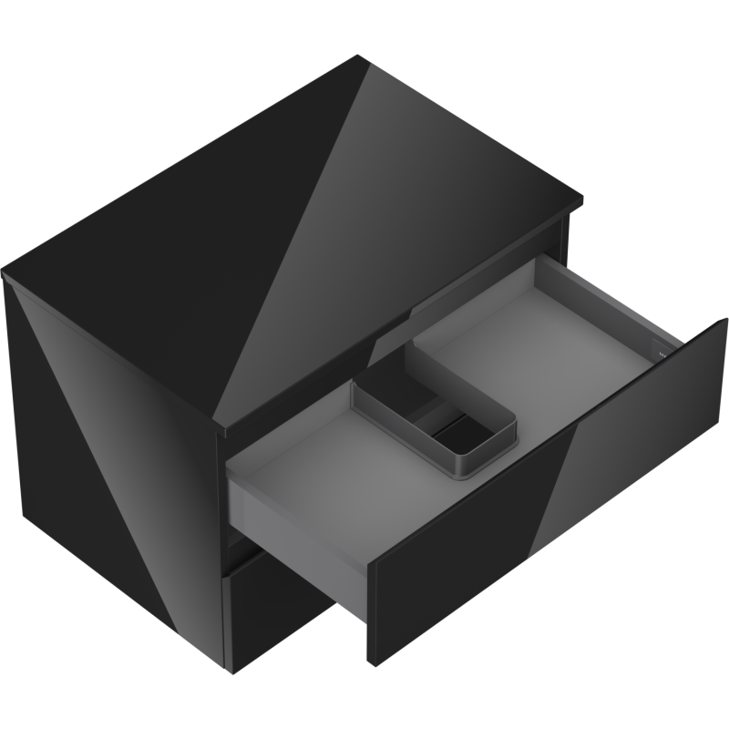 Mexen Orio kúpeľňová skrinka pod umývadlo 70 cm s doskou, 2 zásuvky, čierny lesk - 91A10-07047-2-BFFC70
