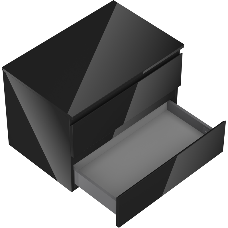 Mexen Orio kúpeľňová skrinka pod umývadlo 70 cm s doskou, 2 zásuvky, čierny lesk - 91A10-07047-2-BFFC70