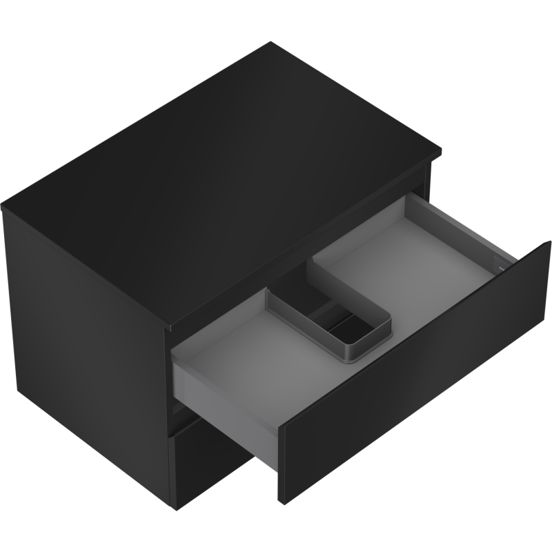 Mexen Orio kúpeľňová skrinka pod umývadlo 70 cm s doskou, 2 zásuvky, čierny mat - 91A10-07047-2-BFFC71