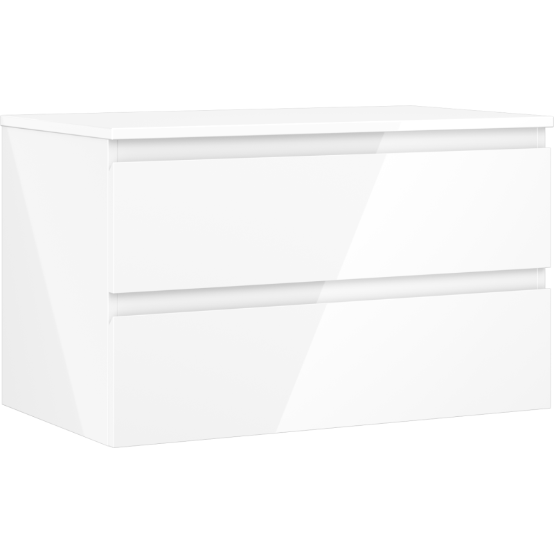 Mexen Orio kúpeľňová skrinka pod umývadlo 80 cm s doskou, 2 zásuvky, biela lesklá - 91A10-08047-2-BFFC00