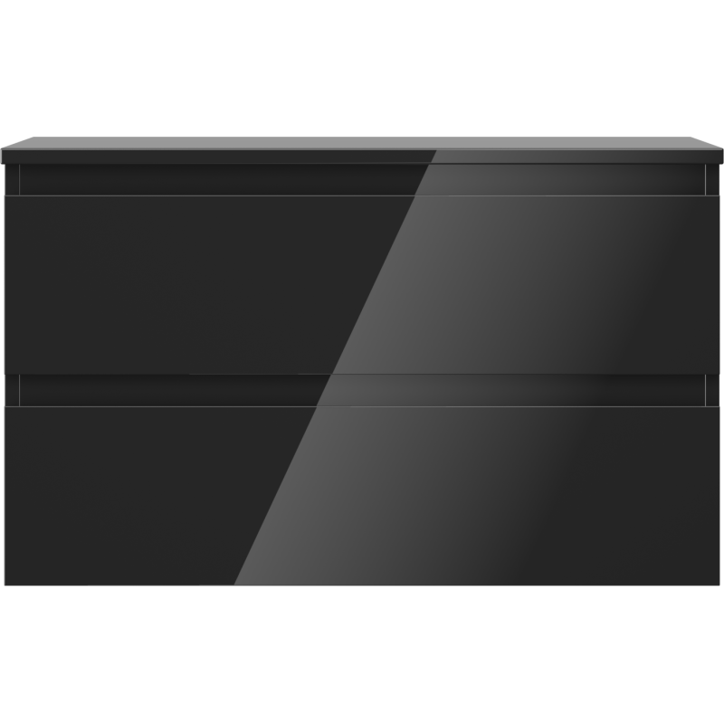 Mexen Orio kúpeľňová skrinka pod umývadlo 80 cm s doskou, 2 zásuvky, čierny lesk - 91A10-08047-2-BFFC70