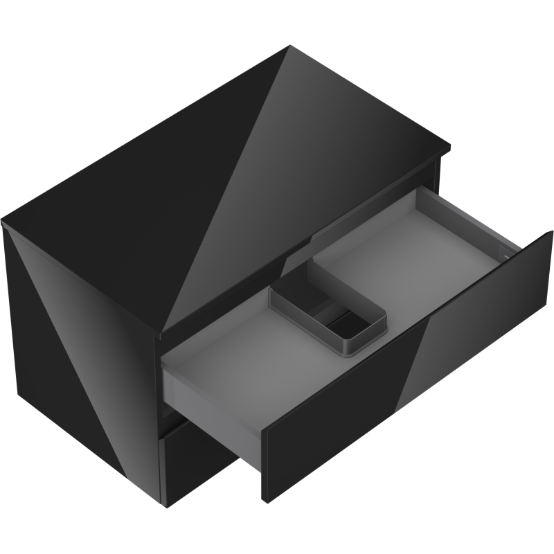 Mexen Orio kúpeľňová skrinka pod umývadlo 80 cm s doskou, 2 zásuvky, čierny lesk - 91A10-08047-2-BFFC70