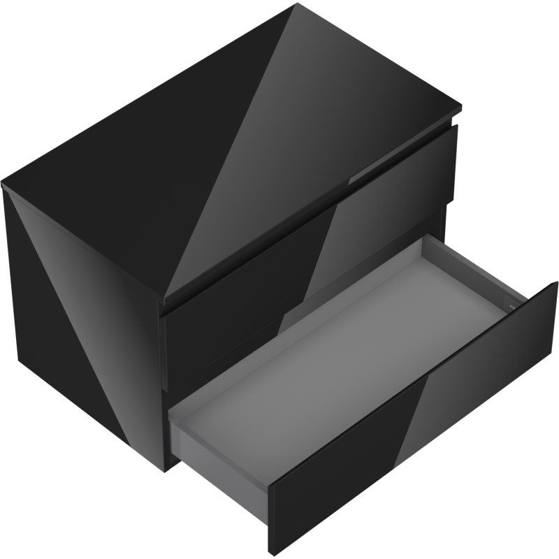 Mexen Orio kúpeľňová skrinka pod umývadlo 80 cm s doskou, 2 zásuvky, čierny lesk - 91A10-08047-2-BFFC70