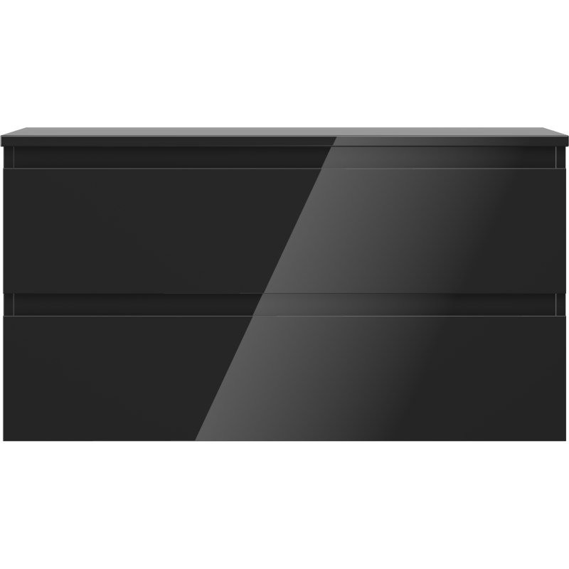 Mexen Orio kúpeľňová skrinka pod umývadlo 90 cm s doskou, 2 zásuvky, čierny lesk - 91A10-09047-2-BFFC70