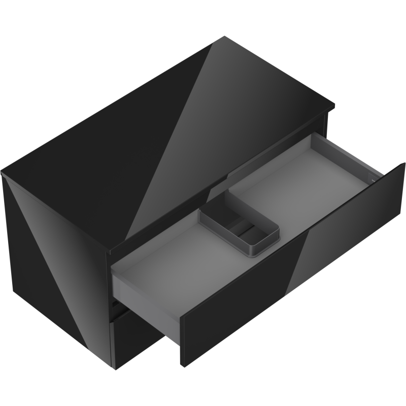 Mexen Orio kúpeľňová skrinka pod umývadlo 90 cm s doskou, 2 zásuvky, čierny lesk - 91A10-09047-2-BFFC70