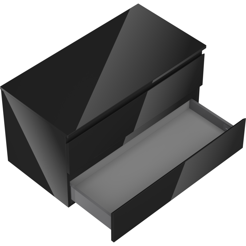 Mexen Orio kúpeľňová skrinka pod umývadlo 90 cm s doskou, 2 zásuvky, čierny lesk - 91A10-09047-2-BFFC70