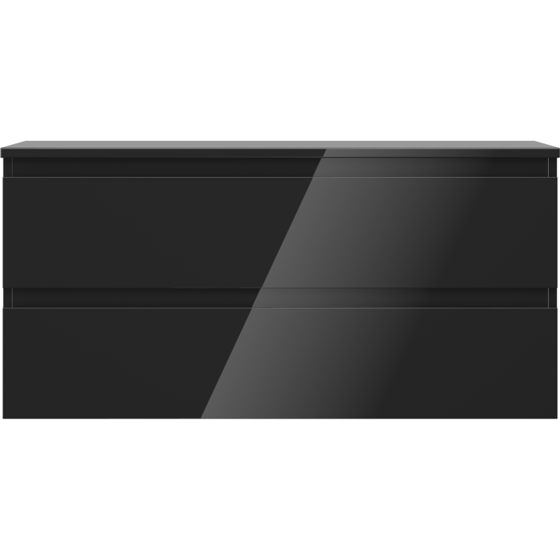 Mexen Orio kúpeľňová skrinka pod umývadlo 100 cm s doskou, 2 zásuvky, čierny lesk - 91A10-10047-2-BFFC70