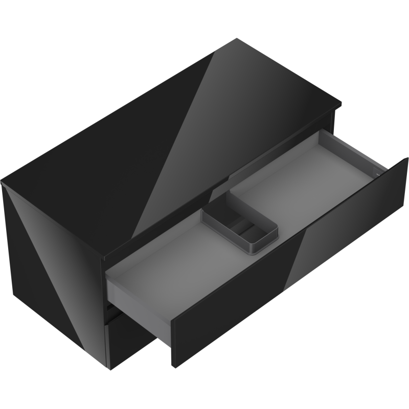 Mexen Orio kúpeľňová skrinka pod umývadlo 100 cm s doskou, 2 zásuvky, čierny lesk - 91A10-10047-2-BFFC70