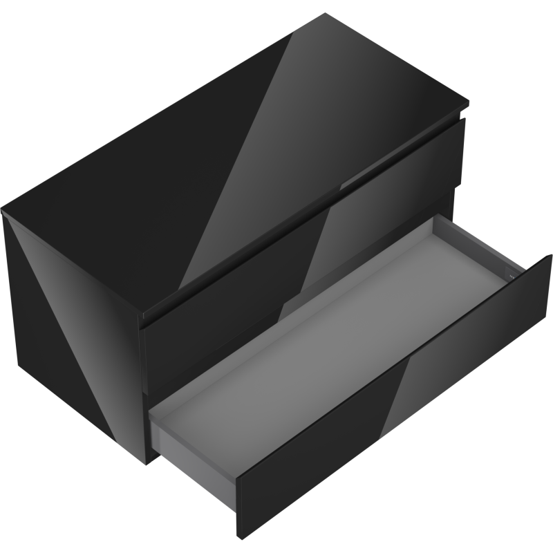 Mexen Orio kúpeľňová skrinka pod umývadlo 100 cm s doskou, 2 zásuvky, čierny lesk - 91A10-10047-2-BFFC70