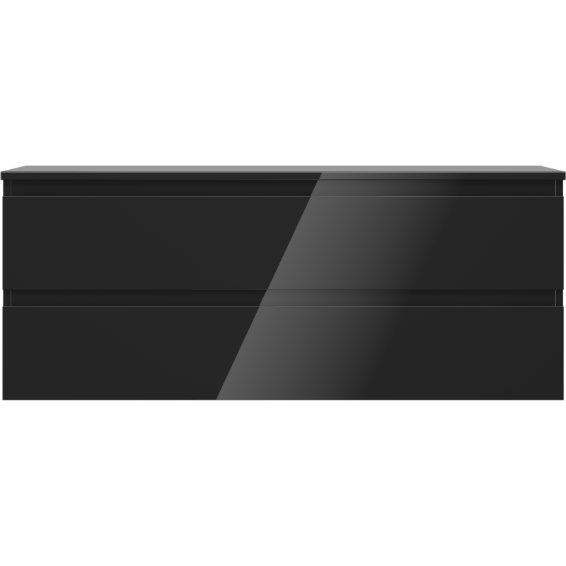 Mexen Orio kúpeľňová skrinka pod umývadlo 120 cm s doskou, 2 zásuvky, čierny lesk - 91A10-12047-2-BFFC70