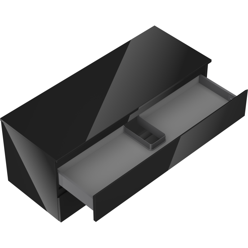 Mexen Orio kúpeľňová skrinka pod umývadlo 120 cm s doskou, 2 zásuvky, čierny lesk - 91A10-12047-2-BFFC70