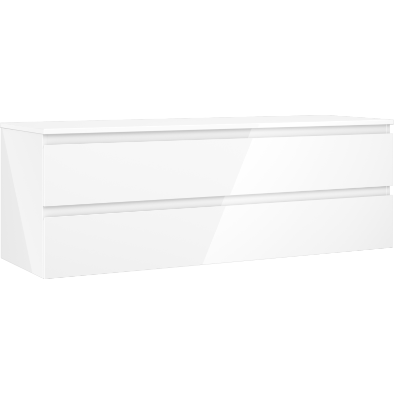 Mexen Orio kúpeľňová skrinka pod umývadlo 140 cm s doskou, 2 zásuvky, biely lesk - 91A10-14047-2-BFFC00