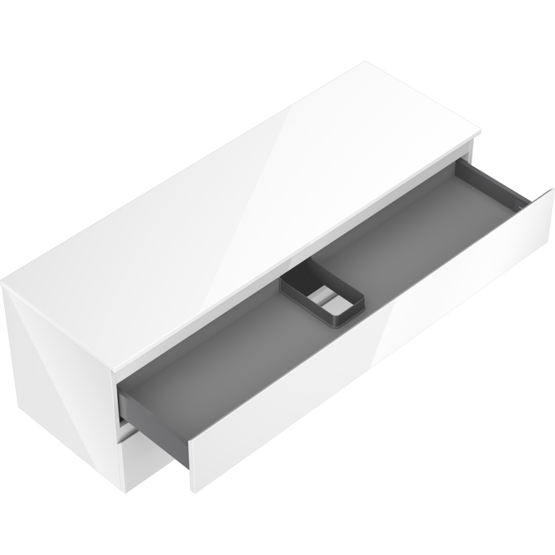Mexen Orio kúpeľňová skrinka pod umývadlo 140 cm s doskou, 2 zásuvky, biela lesk - 91A10-14047-2-BFFC00