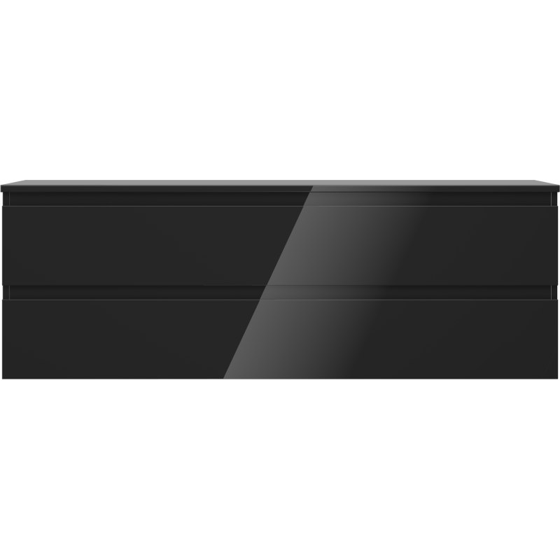 Mexen Orio kúpeľňová skrinka pod umývadlo 140 cm s doskou, 2 zásuvky, čierny lesk - 91A10-14047-2-BFFC70